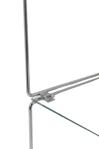 Set Of 3 Shelves In Chrome-plated Metal And Glass. 1970s Ls-photo-4