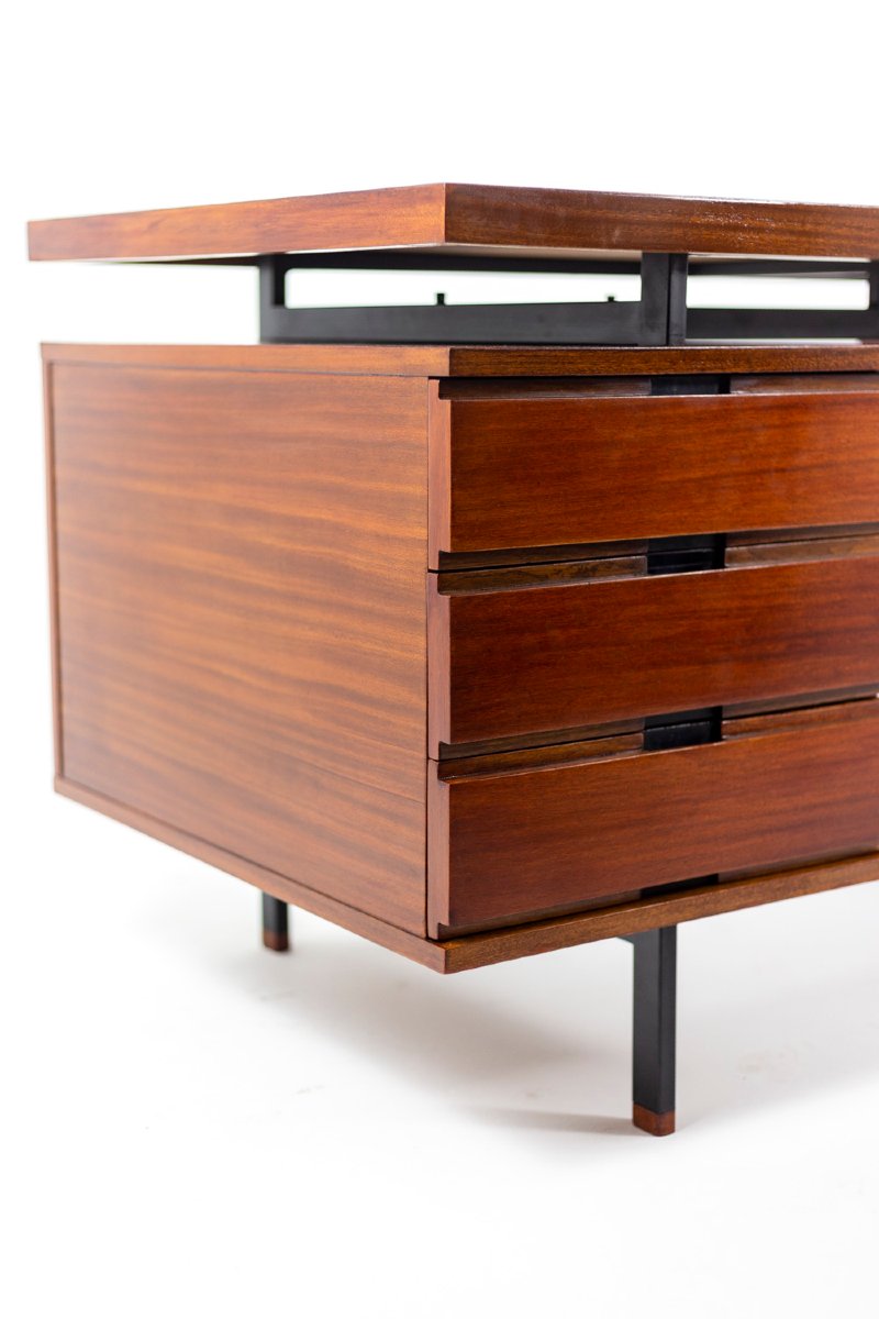 Pierre Guariche, Desk In Mahogany And Lacquered Metal, 1960’s Ls61131725r-photo-2