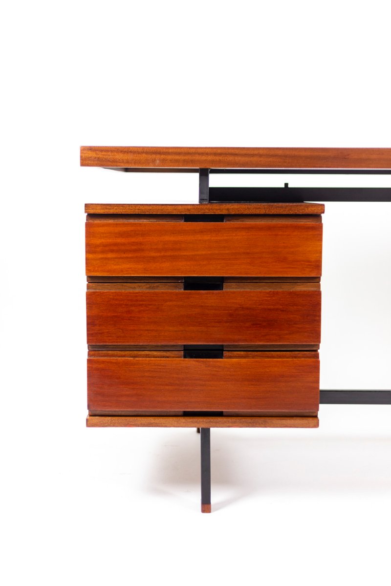 Pierre Guariche, Desk In Mahogany And Lacquered Metal, 1960’s Ls61131725r-photo-4
