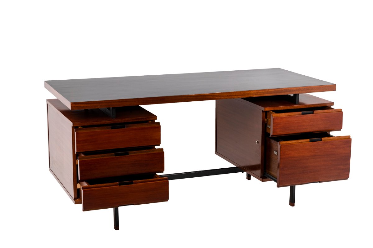 Pierre Guariche, Desk In Mahogany And Lacquered Metal, 1960’s Ls61131725r-photo-2
