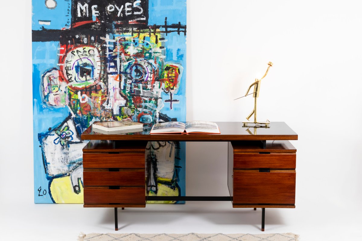 Pierre Guariche, Desk In Mahogany And Lacquered Metal, 1960’s Ls61131725r-photo-6