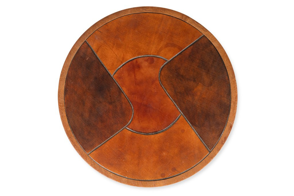 Stools, And Wall Lamp In Cherry Wood And Leather. 1970s Ls65194093-photo-2