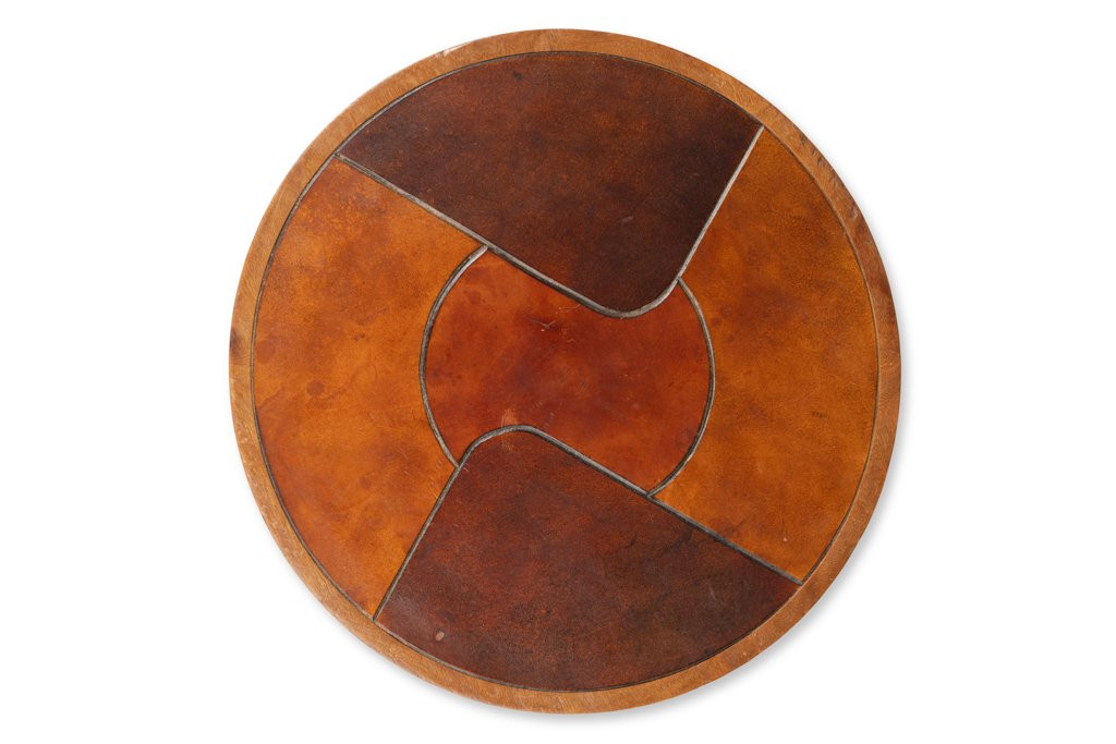 Stools, And Wall Lamp In Cherry Wood And Leather. 1970s Ls65194093-photo-2