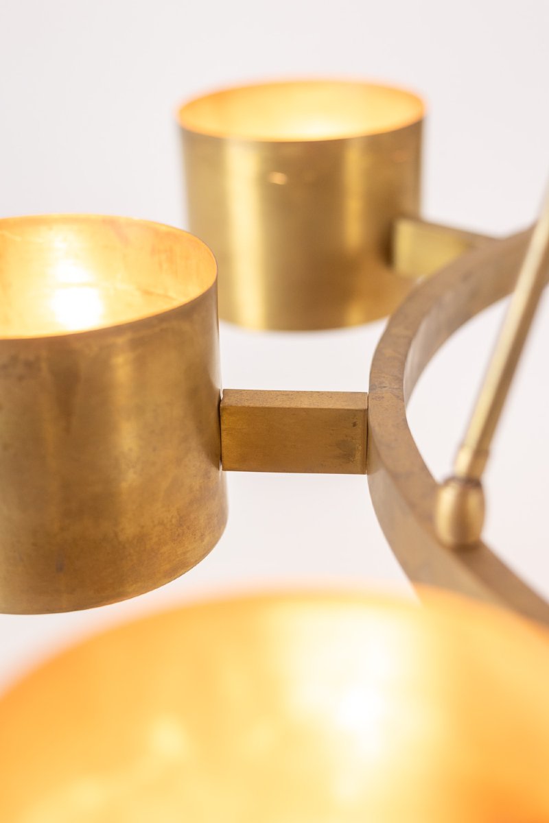 Lustre circulaire en laiton doré mat. Travail italien contemporain. LS6676-LS65831809/1P-photo-3