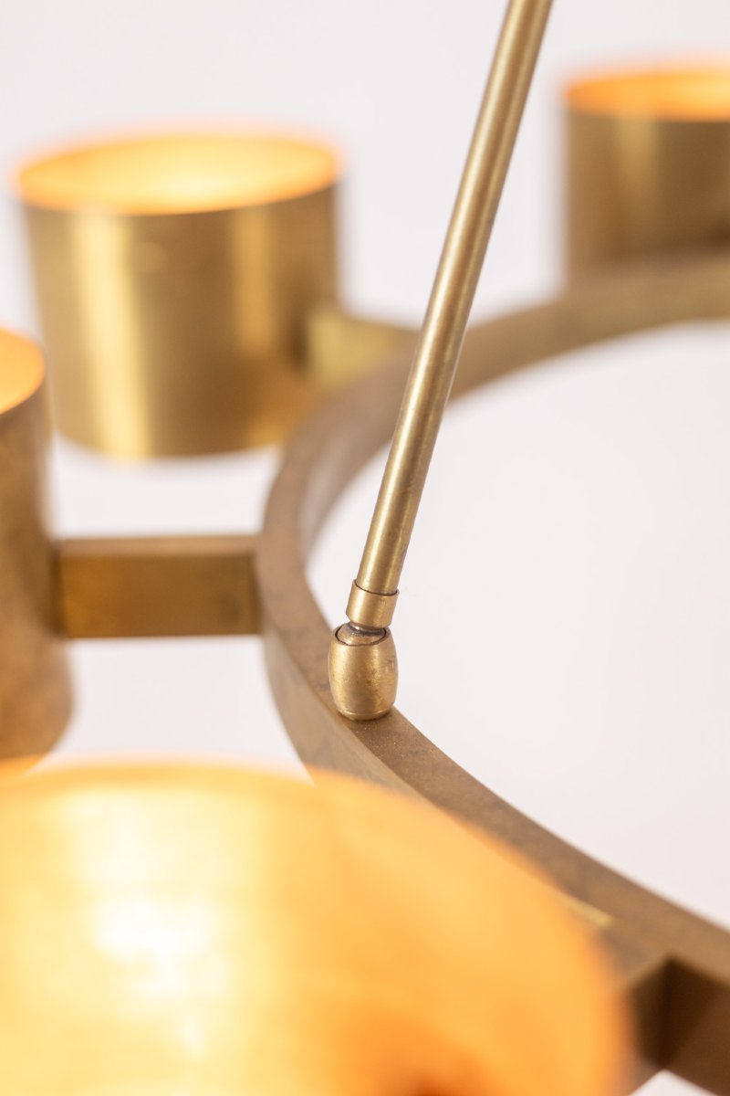 Lustre circulaire en laiton doré mat. Travail italien contemporain. LS6676-LS65831809/1P-photo-4