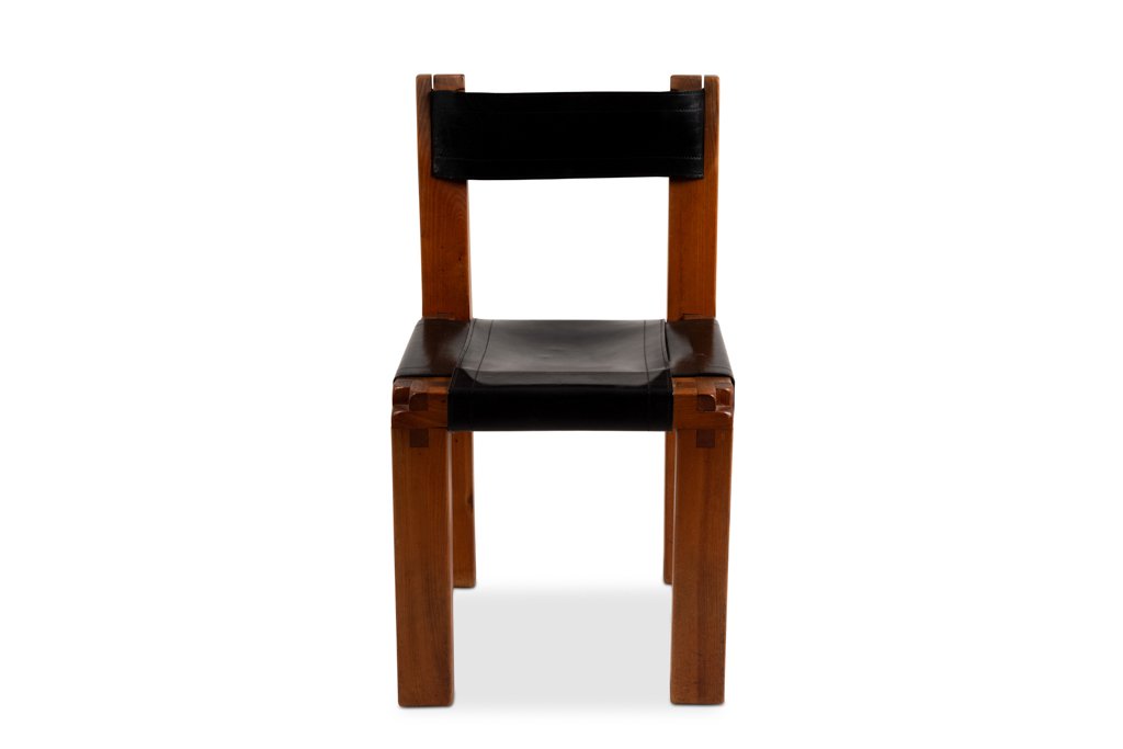 Pierre Chapo. Set Of 8 “s11” Chairs In Elm And Leather. 1960s-70s Ls67365308-photo-5