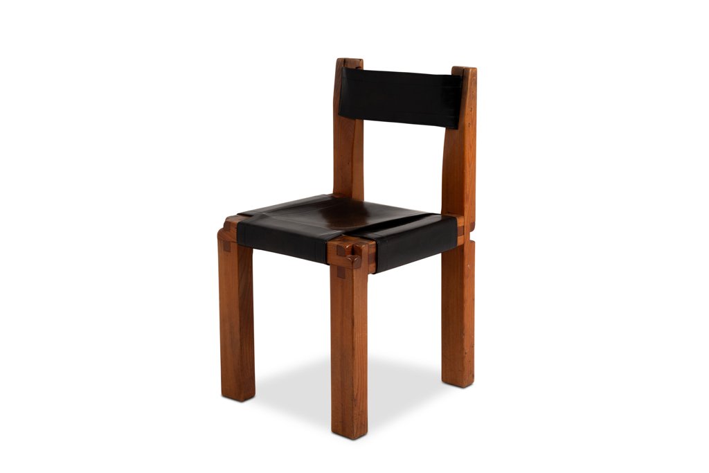 Pierre Chapo. Set Of 8 “s11” Chairs In Elm And Leather. 1960s-70s Ls67365308-photo-6