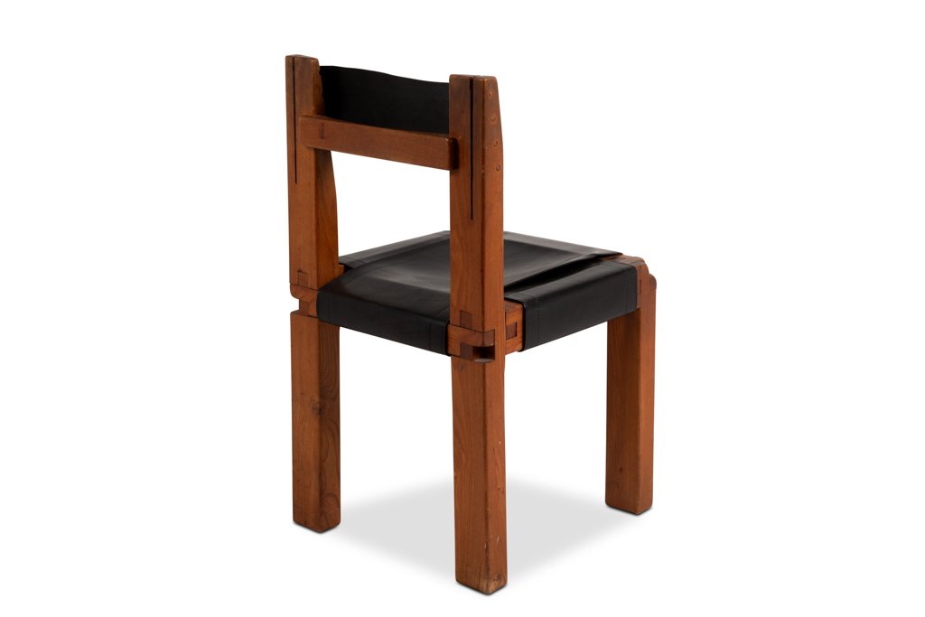 Pierre Chapo. Set Of 8 “s11” Chairs In Elm And Leather. 1960s-70s Ls67365308-photo-7