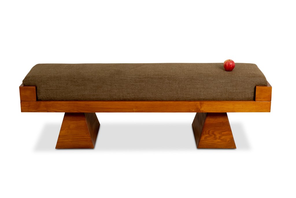 Banquette en frêne et velours de mohair vert. Contemporain LS6663702/1-photo-3