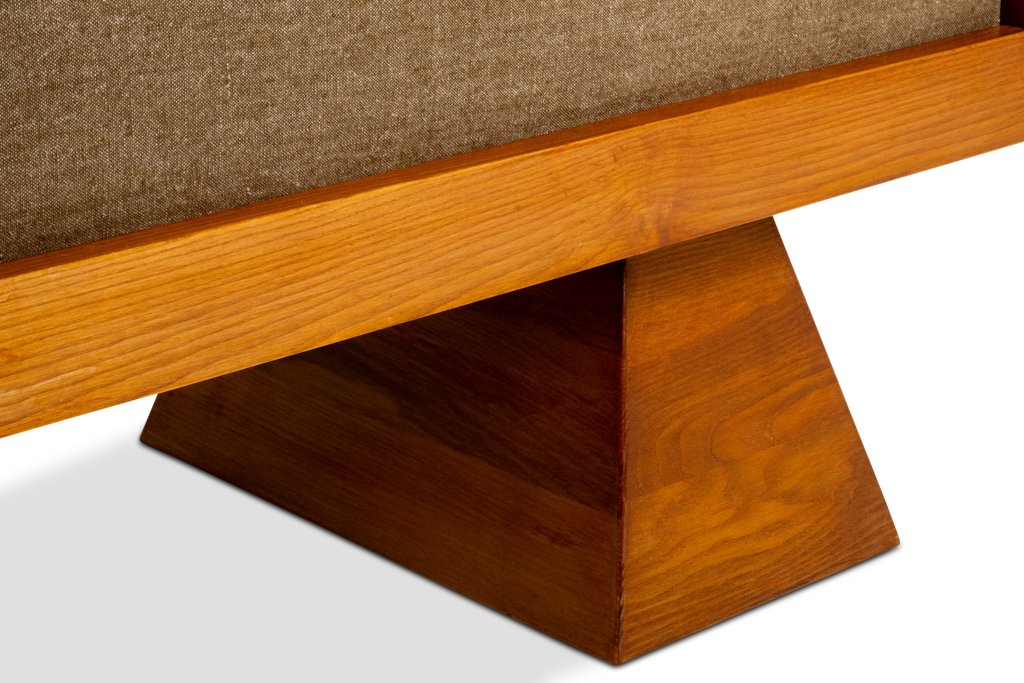 Banquette en frêne et velours de mohair vert. Contemporain LS6663702/1-photo-2