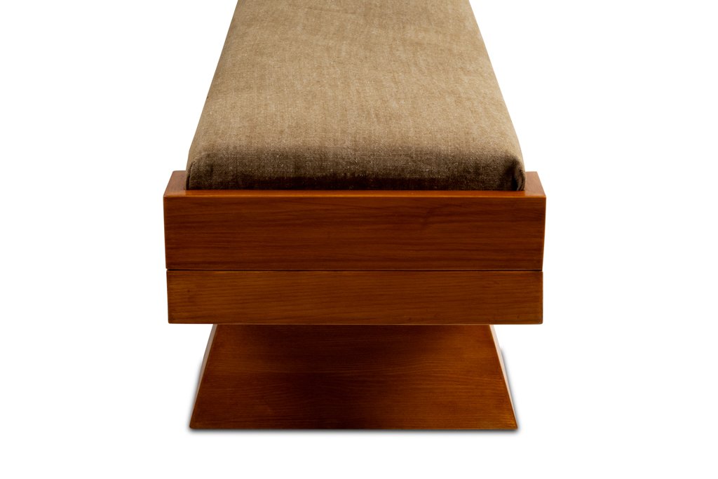 Banquette en frêne et velours de mohair vert. Contemporain LS6663702/1-photo-3