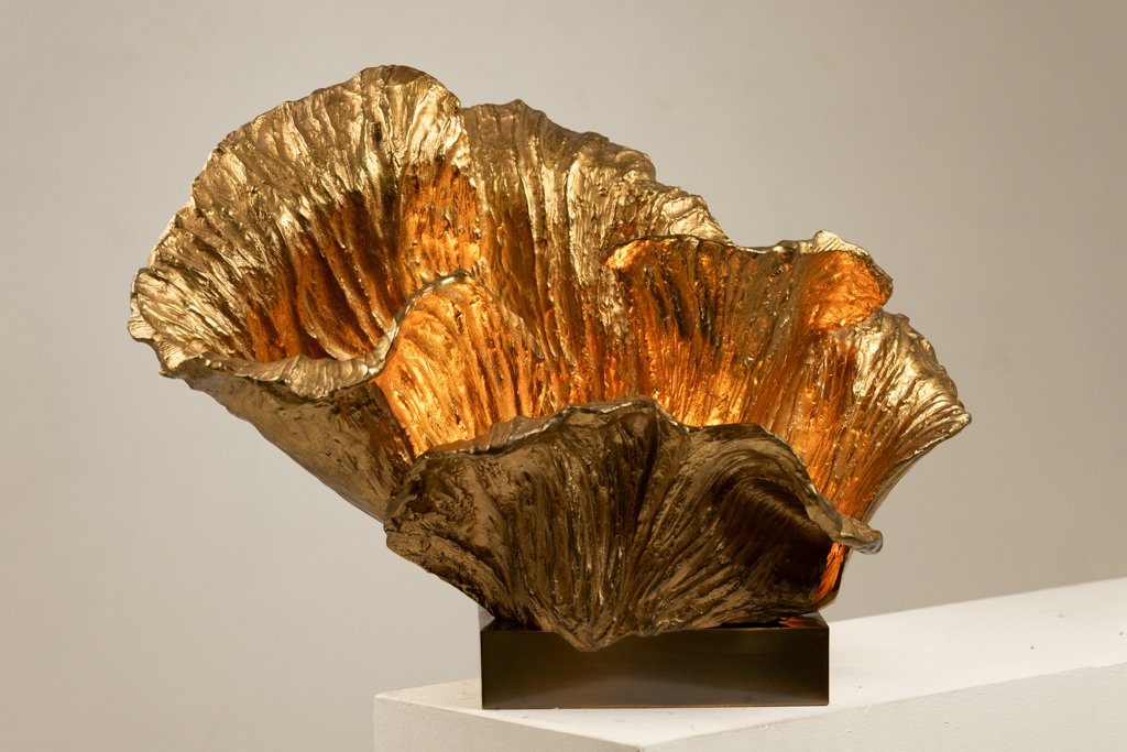 Chrystiane Charles, Pour Maison Charles. Lampe En Bronze Doré. Signée. Ls67374208-photo-4