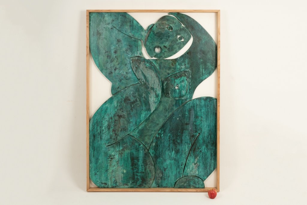 Panneau en bas-relief « Sortez du cadre !» en bois patiné. Contemporain LS67613002-photo-3