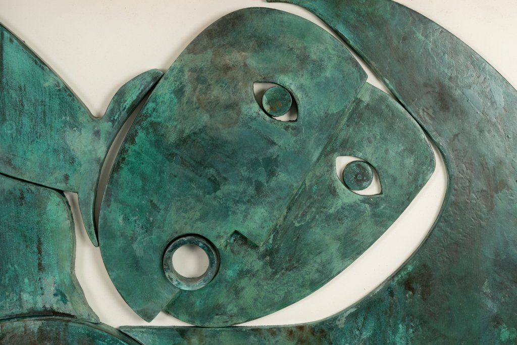 Panneau en bas-relief « Sortez du cadre !» en bois patiné. Contemporain LS67613002-photo-4