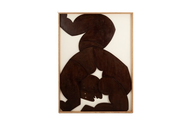 Panneau en bas-relief « Les Jumeaux » en bois patiné. Contemporain LS67863003