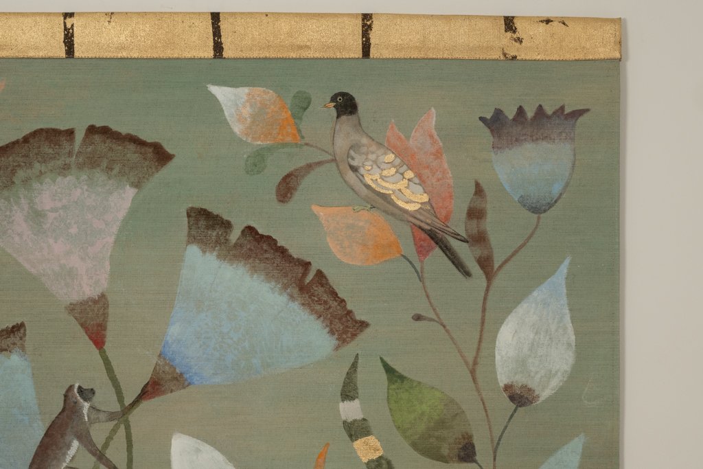 Painted Canvas Decorated With Lemurs, Birds, And Flowers. Contemporary. Ls67541087-photo-2
