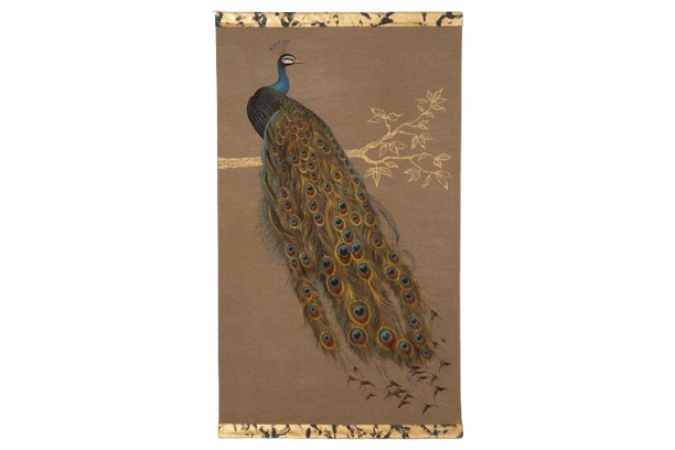 Painted Canvas Depicting A Peacock On A Branch. Contemporary Work. Ls6759606