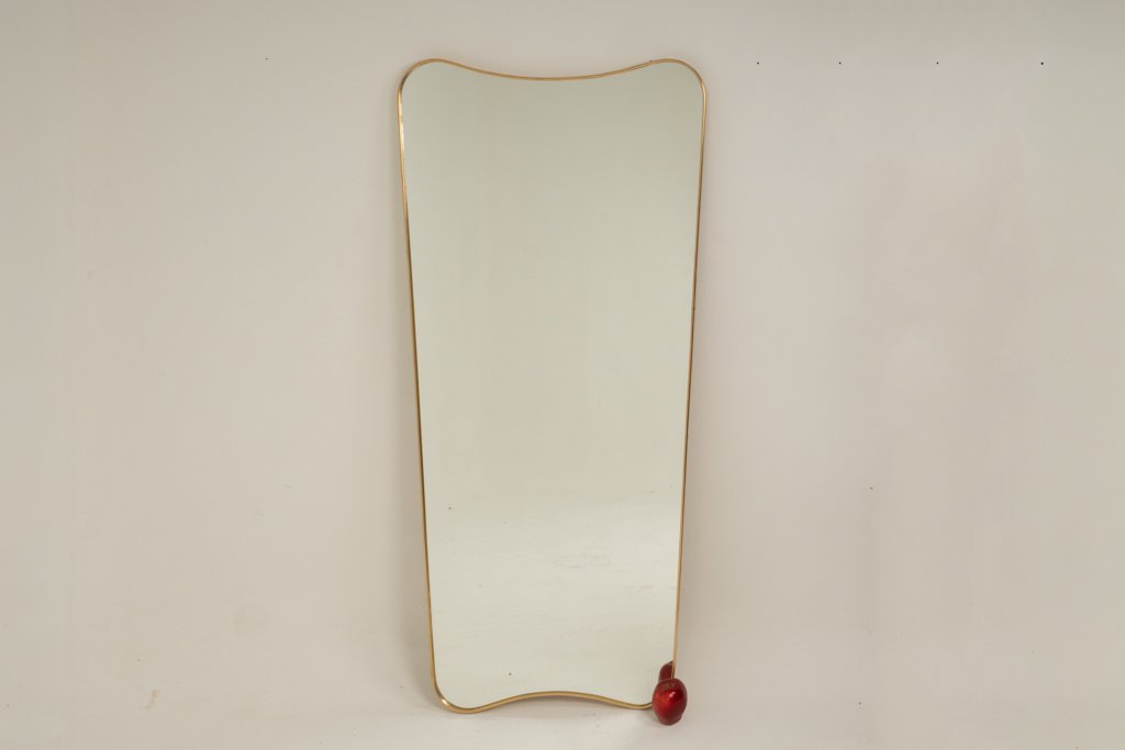 Miroir cerclé de laiton patiné. Années 1980/90. LS6677F501-photo-2