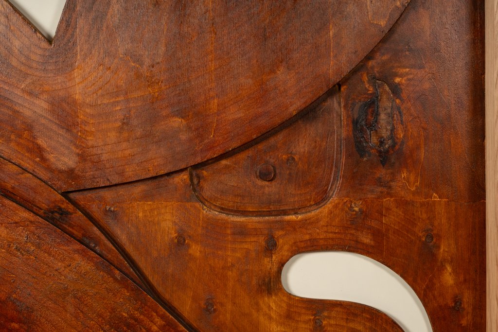 Panneau en bas-relief « Sortez du cadre !» en bois patiné. Contemporain LS67783015-photo-4