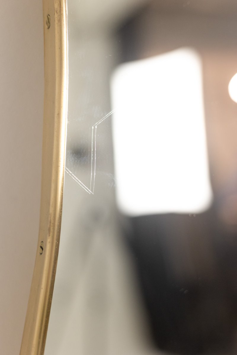 Pair Of Mirrors, Gio Ponti Style. Brass Frame. 1980s. Ls663981115a-photo-6