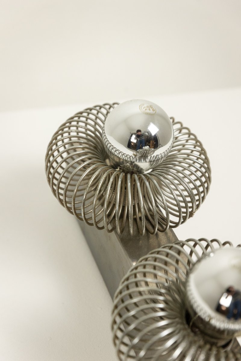 Andrea Lazzari. Pair Of Brushed Metal Wall Lights. 1970s Ls6714348-photo-3