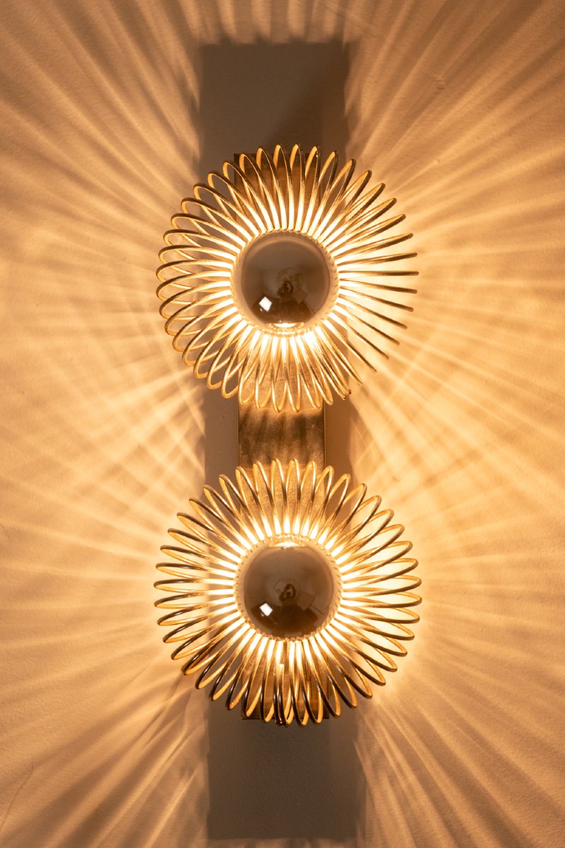 Andrea Lazzari. Pair Of Brushed Metal Wall Lights. 1970s Ls6714348-photo-1