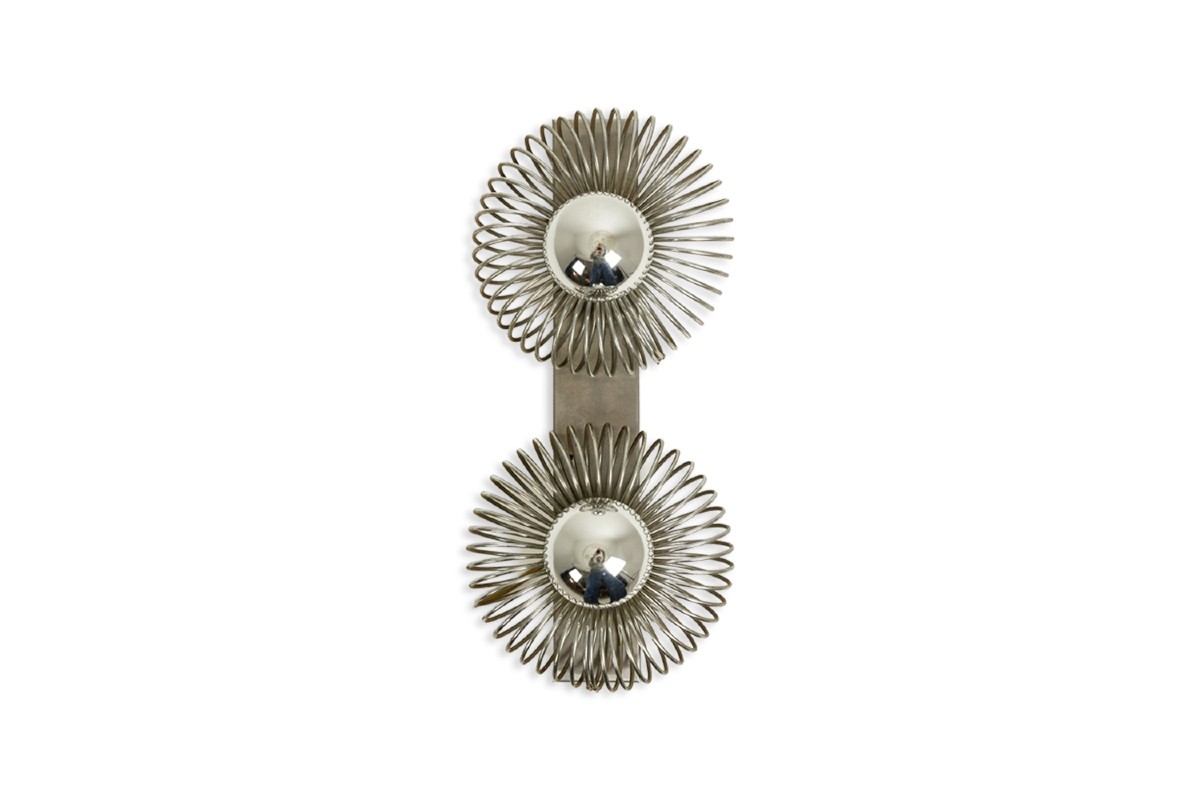 Andrea Lazzari. Pair Of Brushed Metal Wall Lights. 1970s Ls6714348