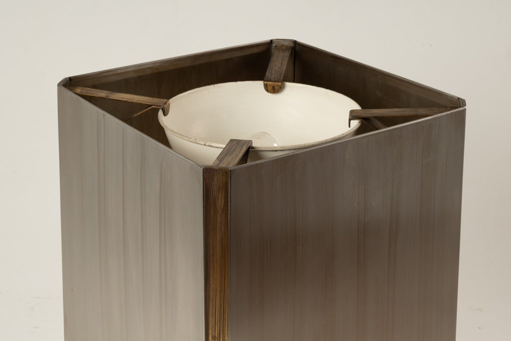 Large Lamp In Brushed Metal And Gilded Brass. 1970s. Ls6688411-photo-4