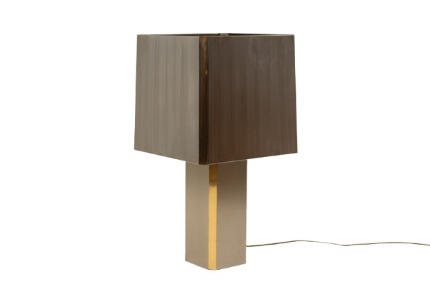 Large Lamp In Brushed Metal And Gilded Brass. 1970s. Ls6688411