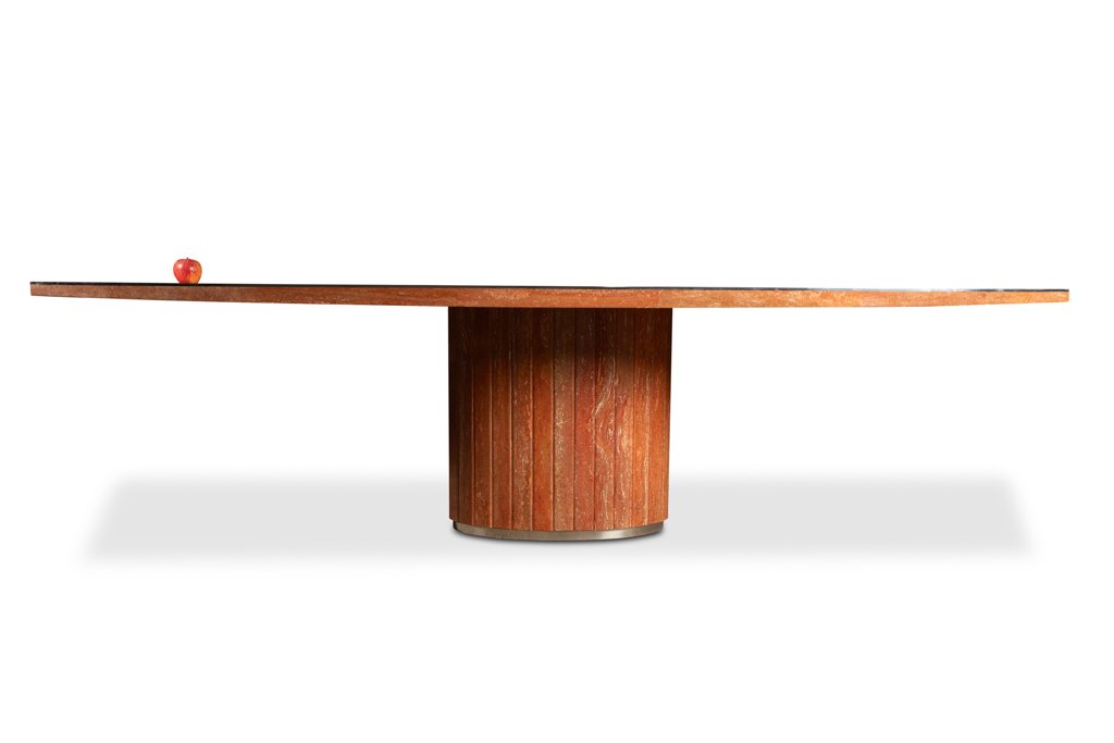 Willy Rizzo. Large Table In Orange-red Travertine. 1970s. Ls67272253-photo-2
