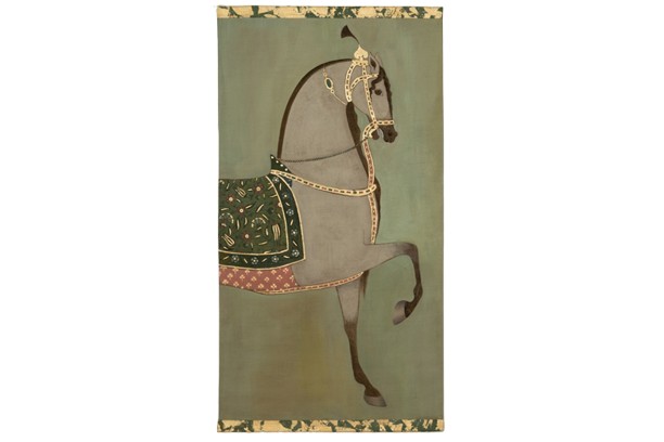 Painted Canvas Depicting A Light-colored Indian Horse In Profile. Contemporary. Ls6757a6701