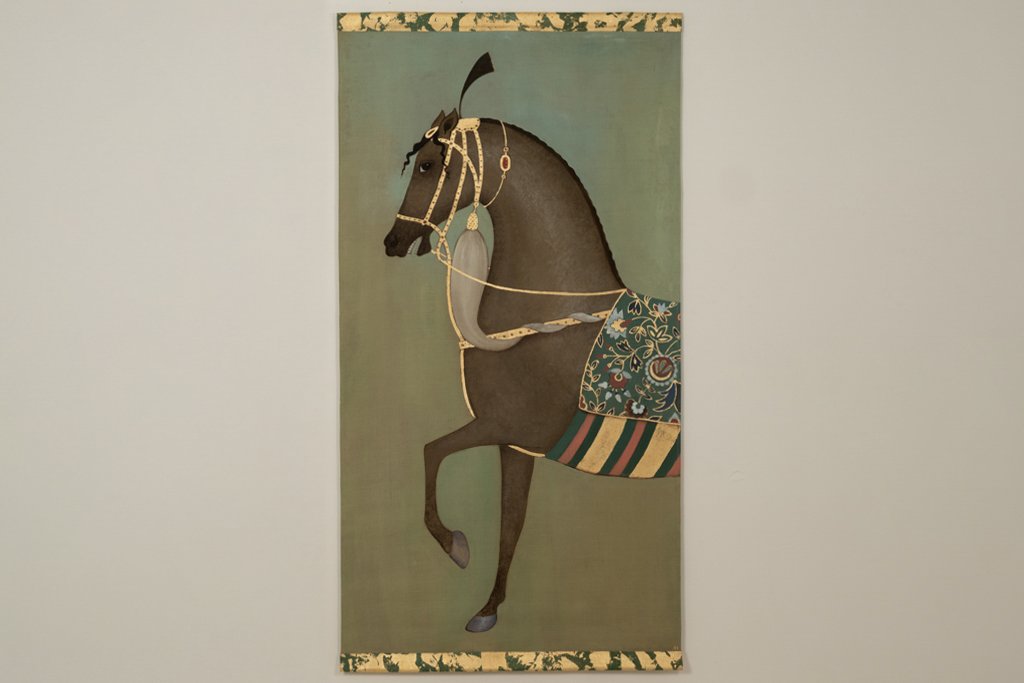 Toile peinte figurant un cheval indien robe brune, de profil. Contemporain. LS6757B676/1-photo-2