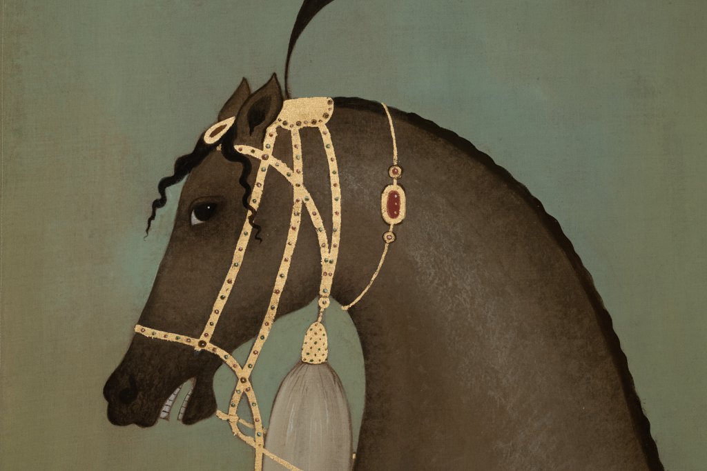 Toile peinte figurant un cheval indien robe brune, de profil. Contemporain. LS6757B676/1-photo-4