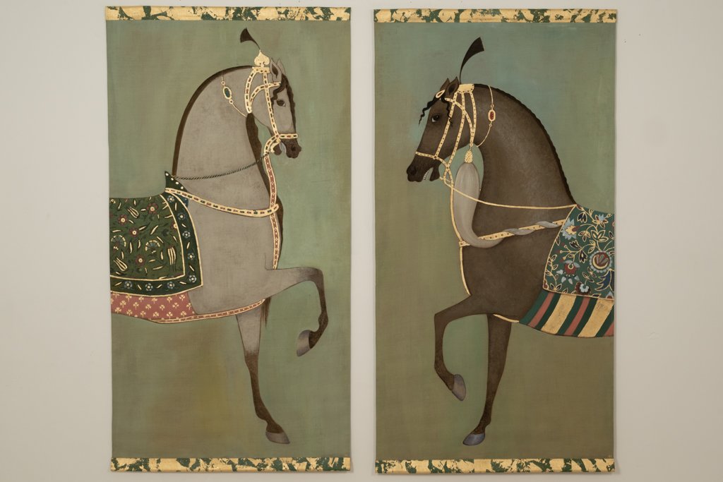 Toile peinte figurant un cheval indien robe brune, de profil. Contemporain. LS6757B676/1-photo-3