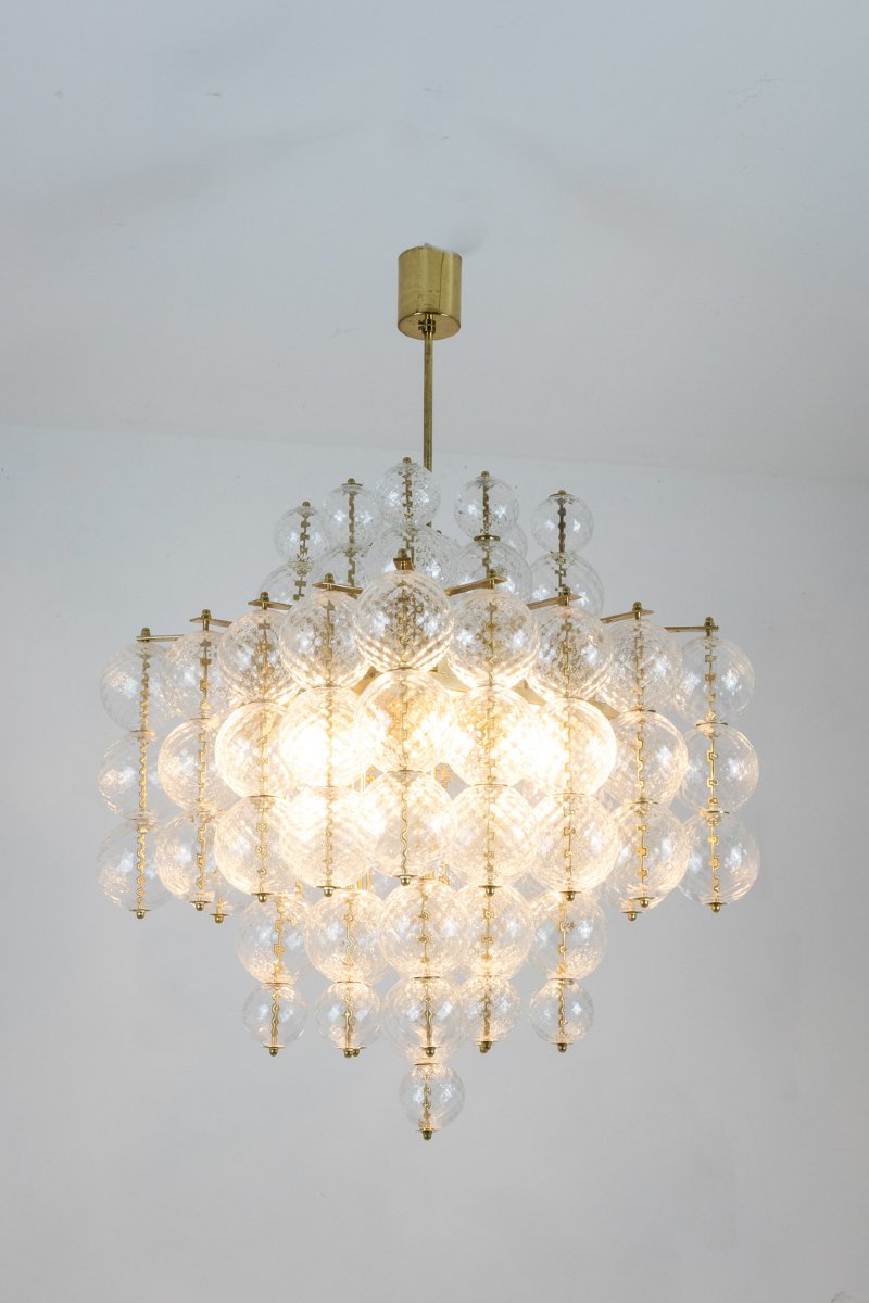 Kamenicky Senov. Chandelier Made Of Blown Glass And Gilded Brass. 1970s. Ls59391508h-photo-2