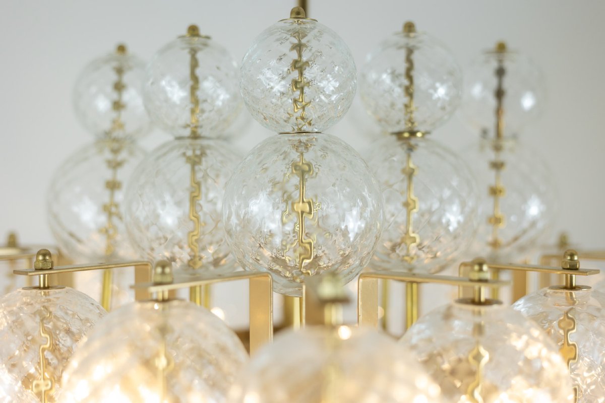 Kamenicky Senov. Chandelier Made Of Blown Glass And Gilded Brass. 1970s. Ls59391508h-photo-3