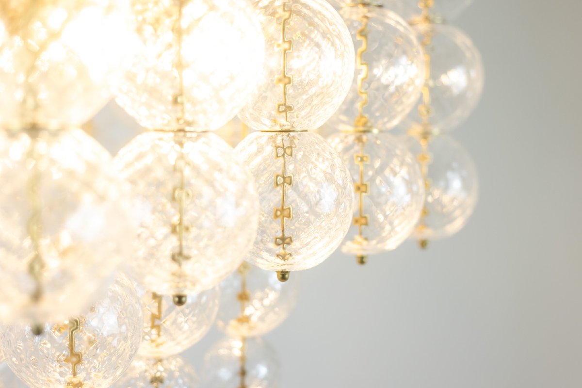 Kamenicky Senov. Chandelier Made Of Blown Glass And Gilded Brass. 1970s. Ls59391508h-photo-4