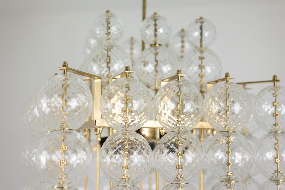 Kamenicky Senov. Chandelier Made Of Blown Glass And Gilded Brass. 1970s. Ls59391508h-photo-2