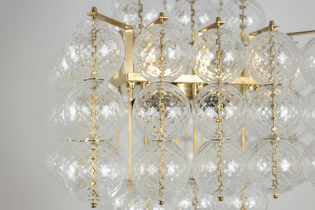 Kamenicky Senov. Chandelier Made Of Blown Glass And Gilded Brass. 1970s. Ls59391508h-photo-3