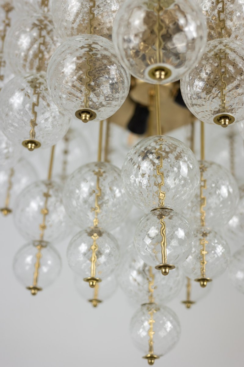 Kamenicky Senov. Chandelier Made Of Blown Glass And Gilded Brass. 1970s. Ls59391508h-photo-4