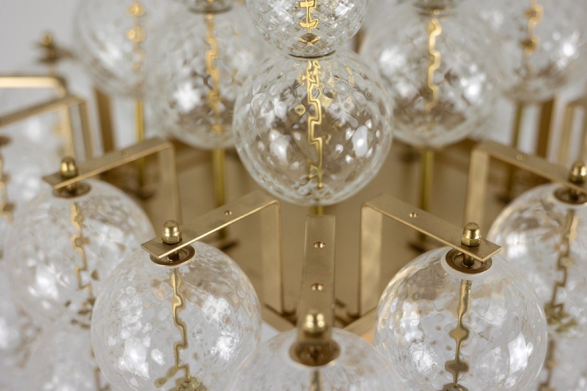 Kamenicky Senov. Chandelier Made Of Blown Glass And Gilded Brass. 1970s. Ls59391508h-photo-5