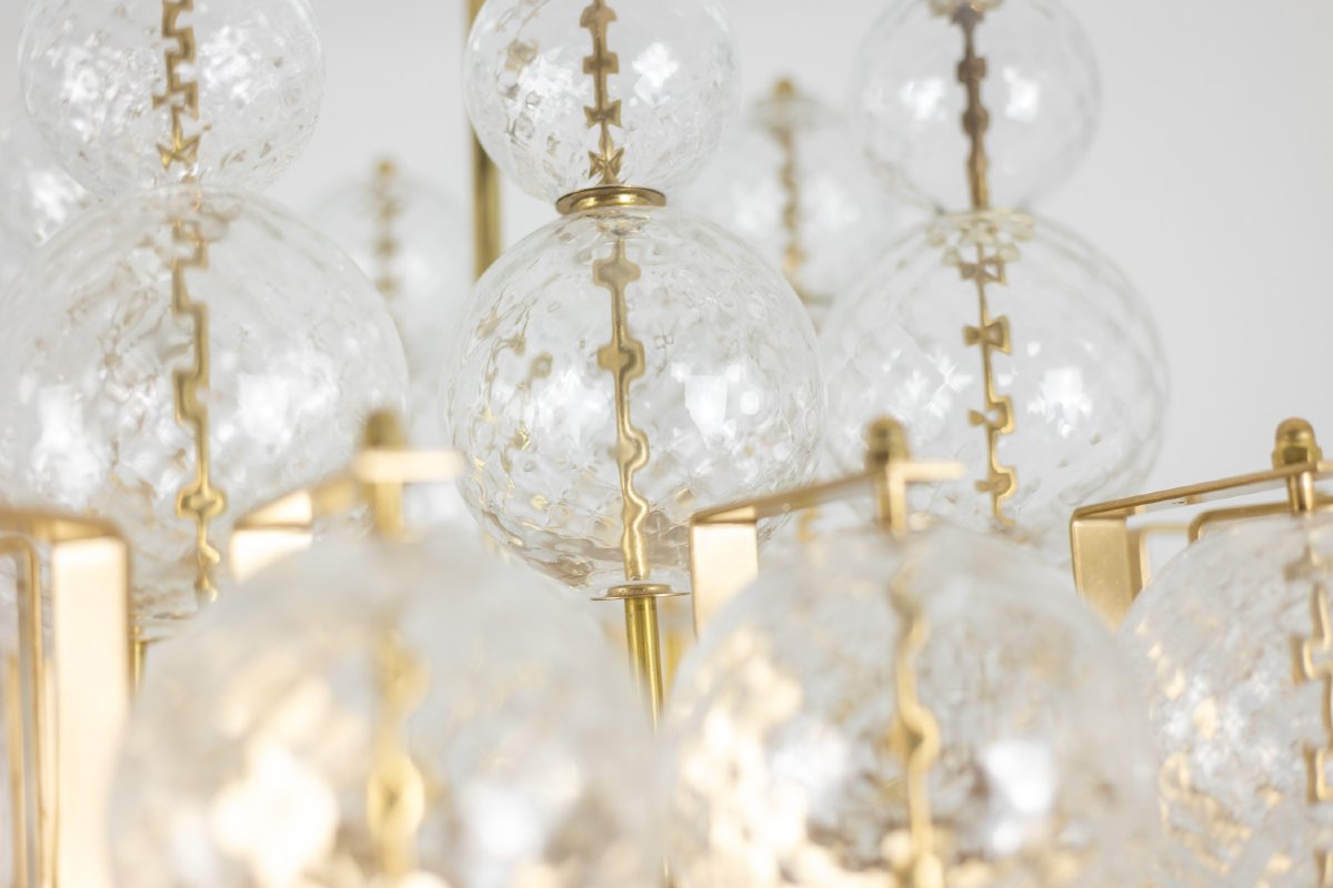Kamenicky Senov. Chandelier Made Of Blown Glass And Gilded Brass. 1970s. Ls59391508h-photo-6