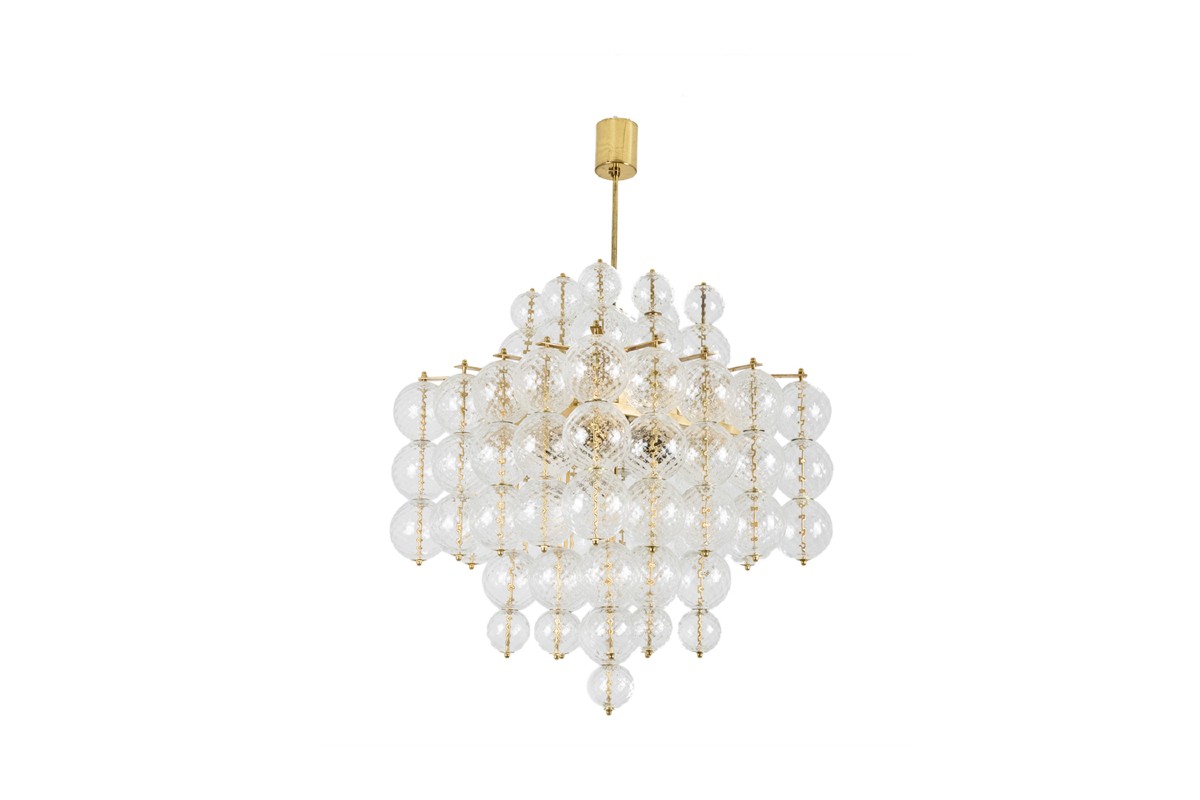 Kamenicky Senov. Chandelier Made Of Blown Glass And Gilded Brass. 1970s. Ls59391508h