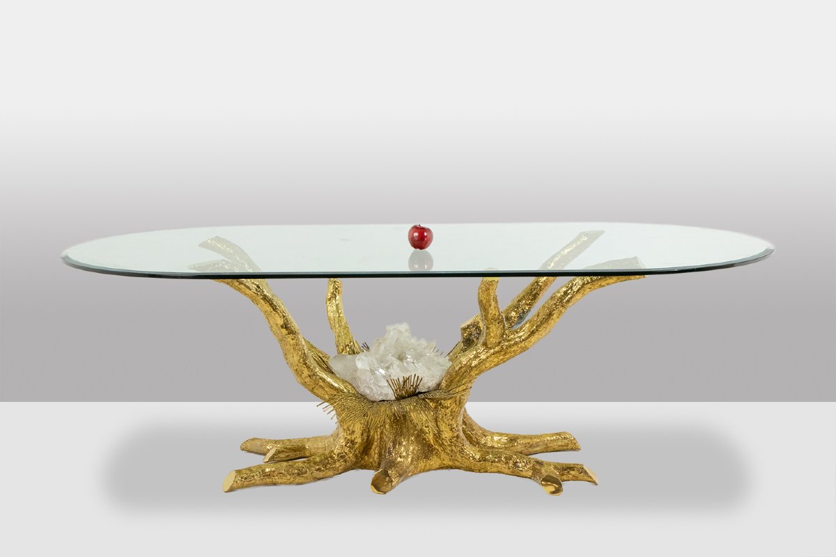 Pierre Duval Brasseur. Table de salle à manger en laiton doré. Vers 1970. LS68086503/BM-photo-2