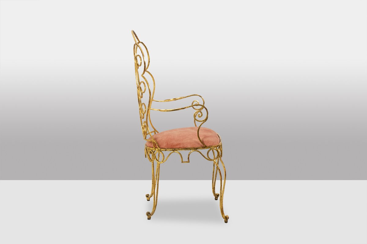 Pair Of Gilt Wrought Iron Armchairs, Circa 1990 Ls3873521-photo-4