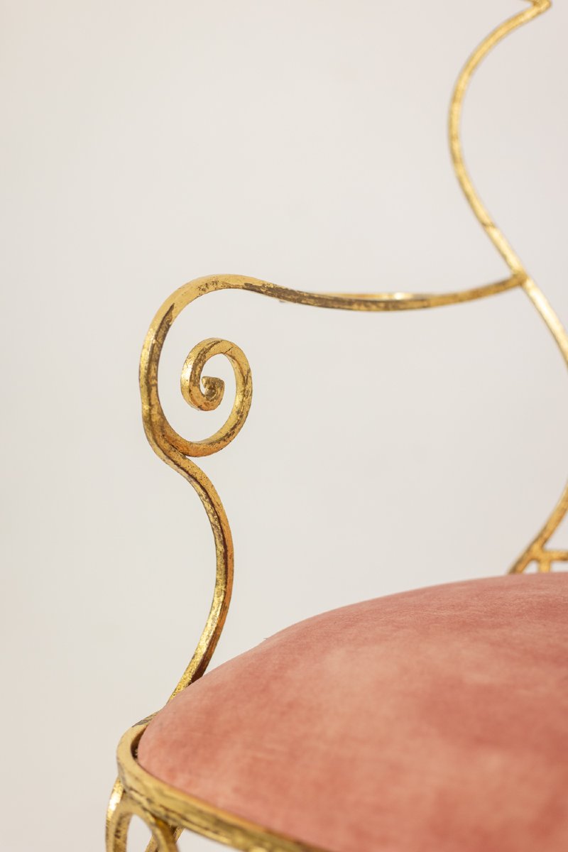 Pair Of Gilt Wrought Iron Armchairs, Circa 1990 Ls3873521-photo-4
