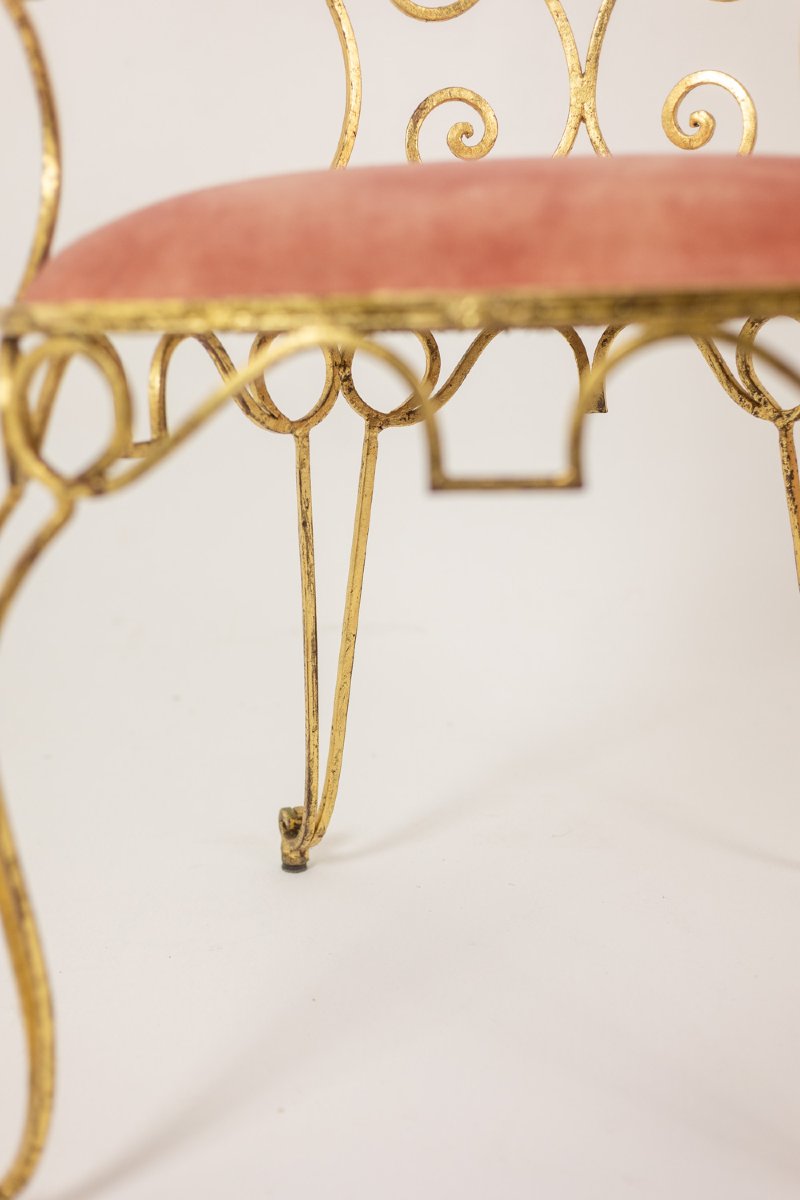 Pair Of Gilt Wrought Iron Armchairs, Circa 1990 Ls3873521-photo-6