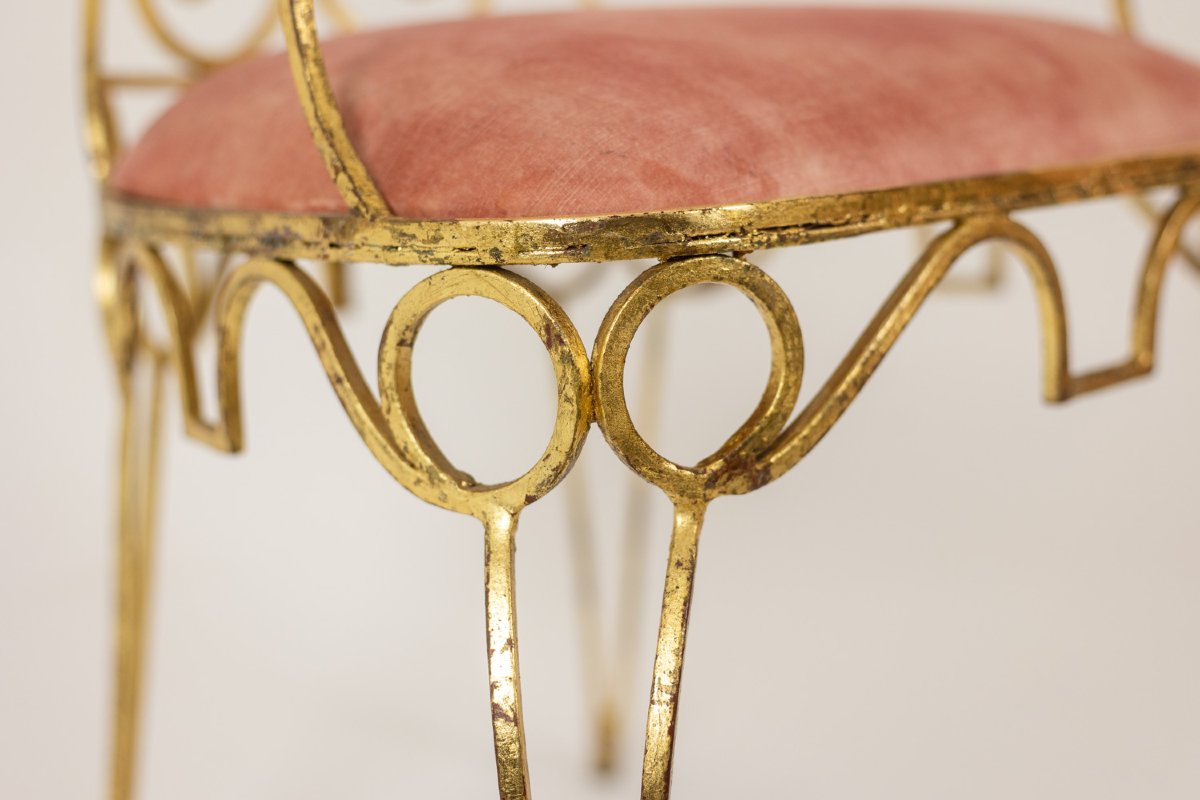 Pair Of Gilt Wrought Iron Armchairs, Circa 1990 Ls3873521-photo-7
