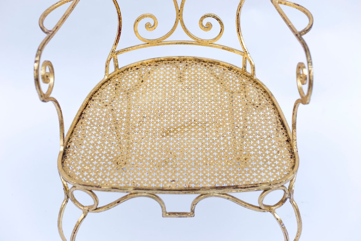 Pair Of Gilt Wrought Iron Armchairs, Circa 1990 Ls3873521-photo-8