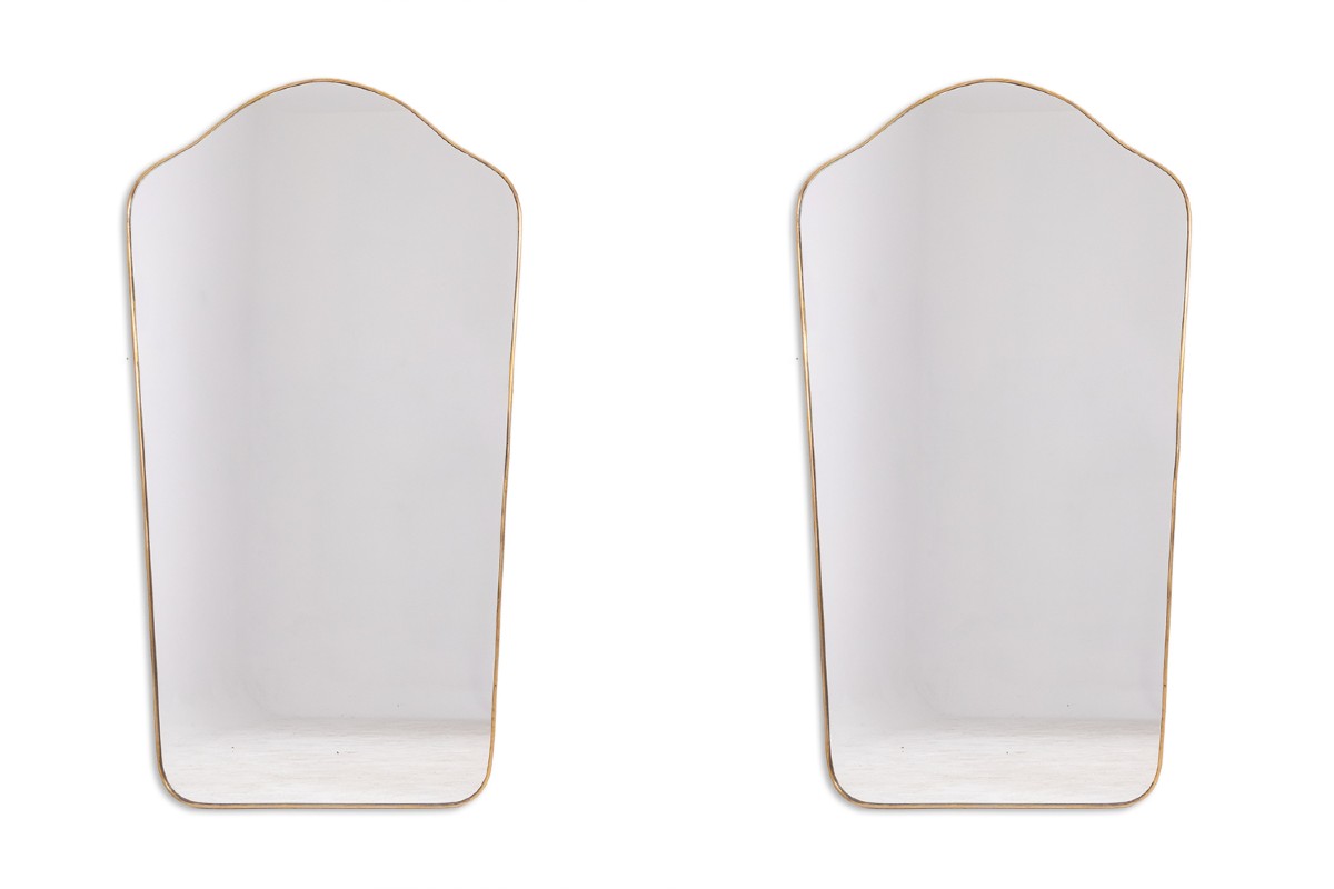 Pair Of “chapeau De Gendarme” Shaped Mirrors. 1970s. Lsinc